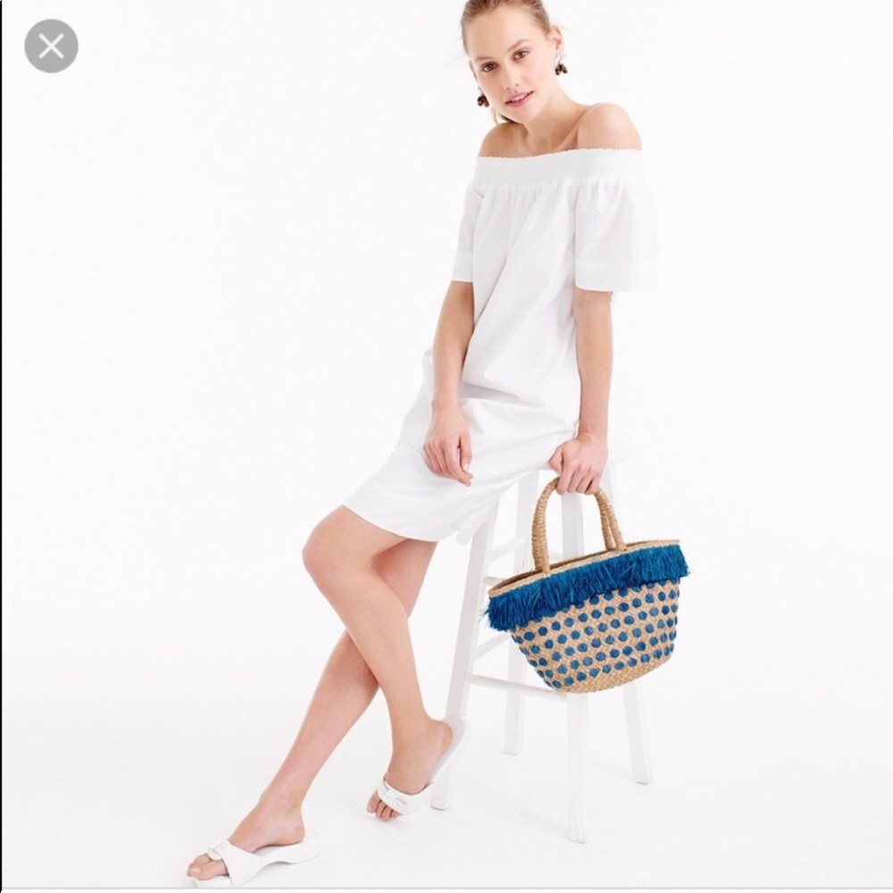 J Crew Off The Shoulder Cotton Poplin Dress